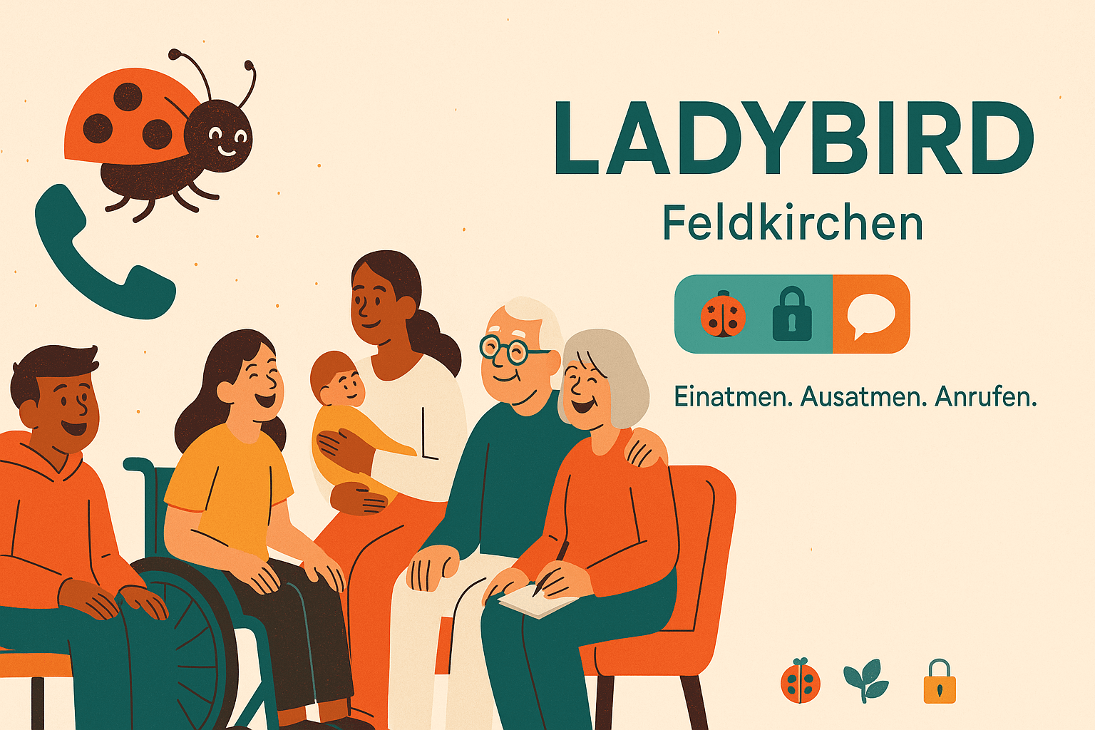 Illustration einer beratenden Szene im Kompetenzzentrum Ladybird